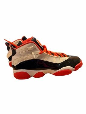 Jordan Kids High-Top Sneakers in Black, White & Red-Orange